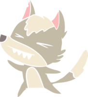 angry wolf flat color style cartoon png