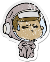 distressed sticker of a cartoon stressed astronaut png