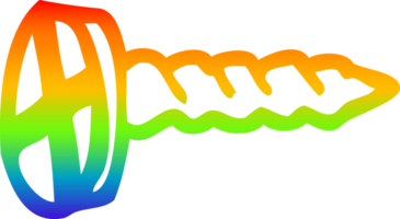 rainbow gradient line drawing of a cartoon screw png