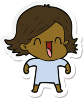 sticker of a cartoon happy woman png