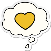 cartoon love heart with thought bubble as a printed sticker png