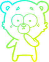 cold gradient line drawing of a nervous polar bear cartoon png