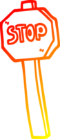 warm gradient line drawing of a cartoon stop sign png