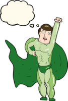 cartoon superhero with thought bubble png