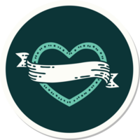 sticker of tattoo in traditional style of a heart and banner png