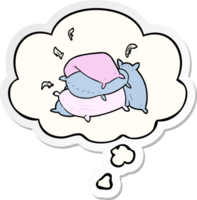 cartoon pillows with thought bubble as a printed sticker png