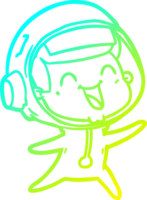 cold gradient line drawing of a happy cartoon astronaut png