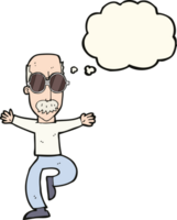 cartoon old man wearing big glasses with thought bubble png