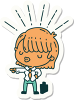 sticker of a tattoo style businesswoman pointing png