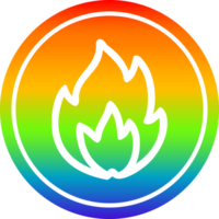 simple flame circular icon with rainbow gradient finish png