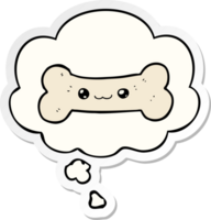 cartoon bone with thought bubble as a printed sticker png