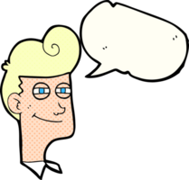 hand drawn comic book speech bubble cartoon smiling man png