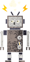 retro illustration style cartoon of a robot png