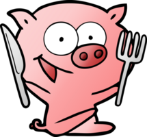 cheerful sitting pig cartoon png