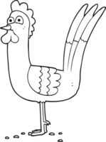 hand drawn black and white cartoon chicken png