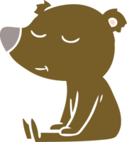 happy flat color style cartoon bear sitting png