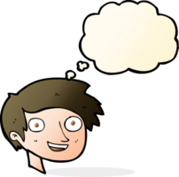 cartoon happy boy face with thought bubble png