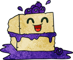 hand drawn quirky cartoon happy cake slice png