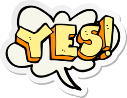 sticker of a cartoon yes design element png