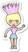 sticker of a cartoon woman wearing paper crown png