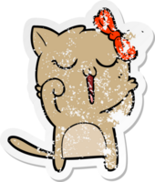 distressed sticker of a cartoon cat png