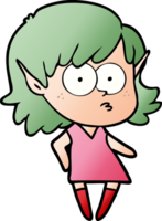 Cartoon-Elf-Mädchen starrt png