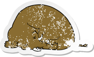 distressed sticker of a cartoon dead mammoth png