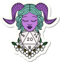 Aufkleber eines Tieflings mit natürlicher 20-Würfel-Rolle png