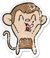 autocollant en détresse d'un singe fou de dessin animé png