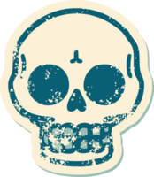 iconico afflitto etichetta tatuaggio stile Immagine di un' cranio png