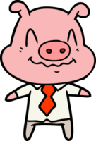 nervous cartoon pig boss png