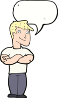 cartoon muscular man with speech bubble png