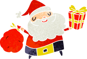 main tiré Noël rétro dessin animé de kawaii Père Noël png