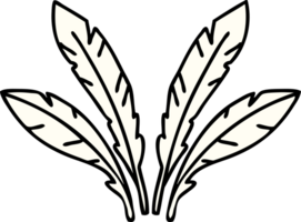 cartoon set of feathers looking right grand png