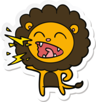 adesivo di un leone ruggente cartone animato png