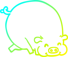 cold gradient line drawing of a cartoon fat pig png