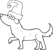 mano disegnato nero e bianca cartone animato cane png