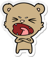 distressed sticker of a cartoon bear png