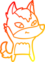 warm gradient line drawing of a friendly cartoon wolf png