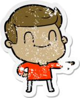 distressed sticker of a cartoon friendly man png