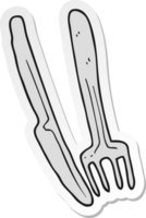 pegatina de un cuchillo y tenedor de dibujos animados png