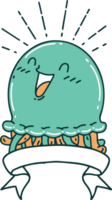 banner de rolagem com medusa feliz estilo tatuagem png