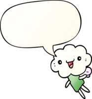 cartoon cloud head creature with speech bubble in smooth gradient style png