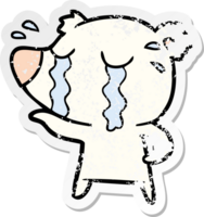 distressed sticker of a cartoon crying polar bear png