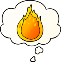 cartoon fire with thought bubble in smooth gradient style png