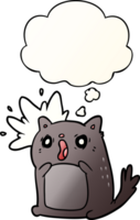 cartoon shocked cat with thought bubble in smooth gradient style png