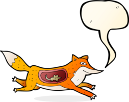 Cartoon-Fuchs mit Maus im Bauch mit Sprechblase png