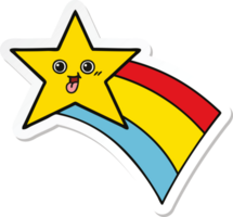 pegatina de una linda estrella arcoíris fugaz de dibujos animados png