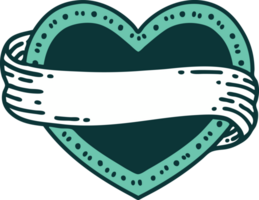 tattoo style icon of a heart and banner png