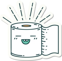 sticker of tattoo style toilet paper character png